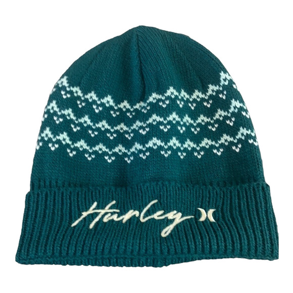 Hurley Green Knit Beanie Hat Unisex Surf Skate Style NWT - Picture 1 of 4